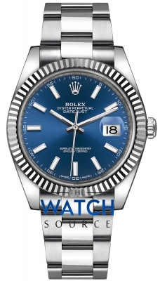 Buy this new Rolex Datejust 41mm Stainless Steel 126334 Blue Index Oyster mens watch for the discount price of £12,600.00. UK Retailer.